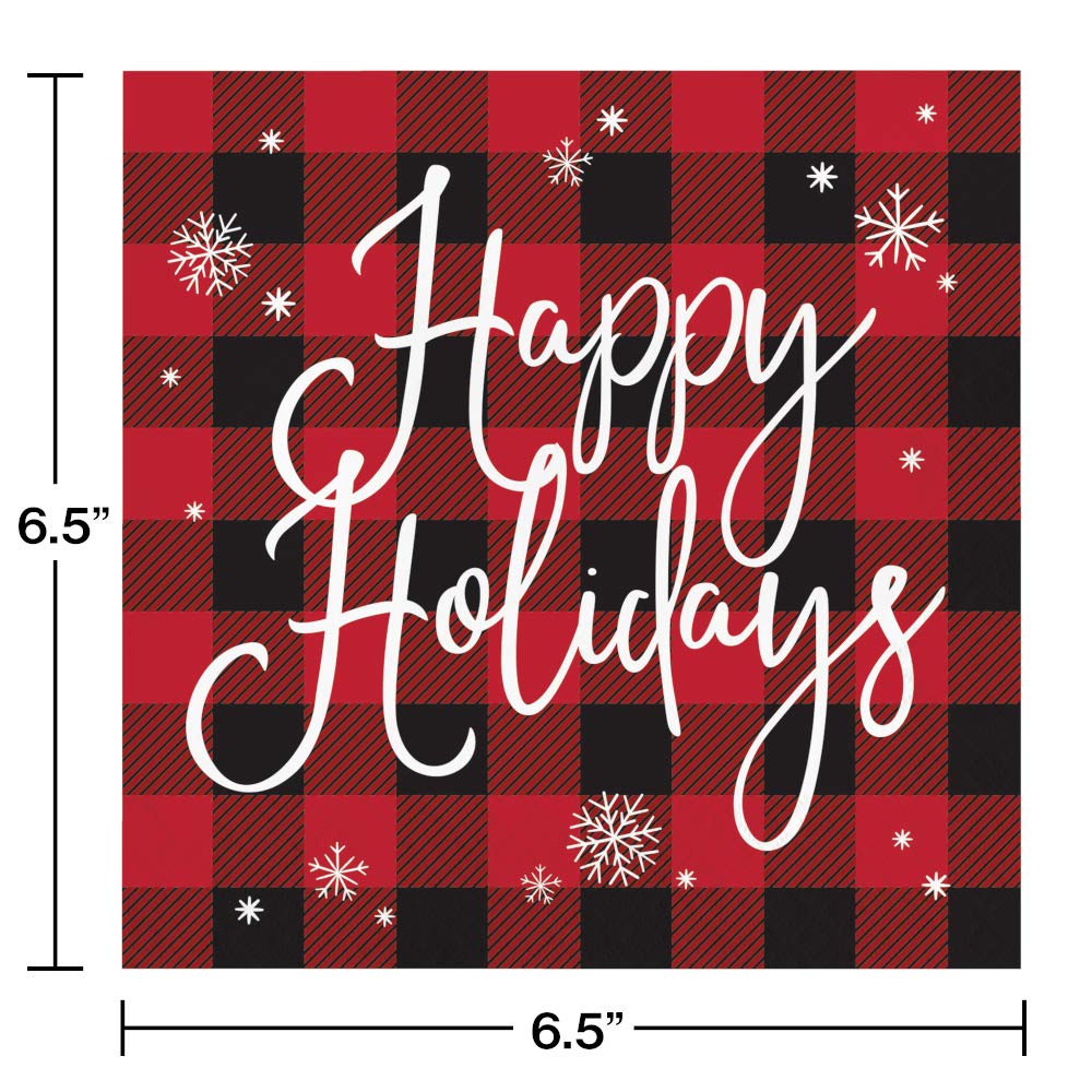 Holiday Buffalo Plaid Red And Black Party Supplies | Bundle Includes Plates And Napkins For 8 Guests
