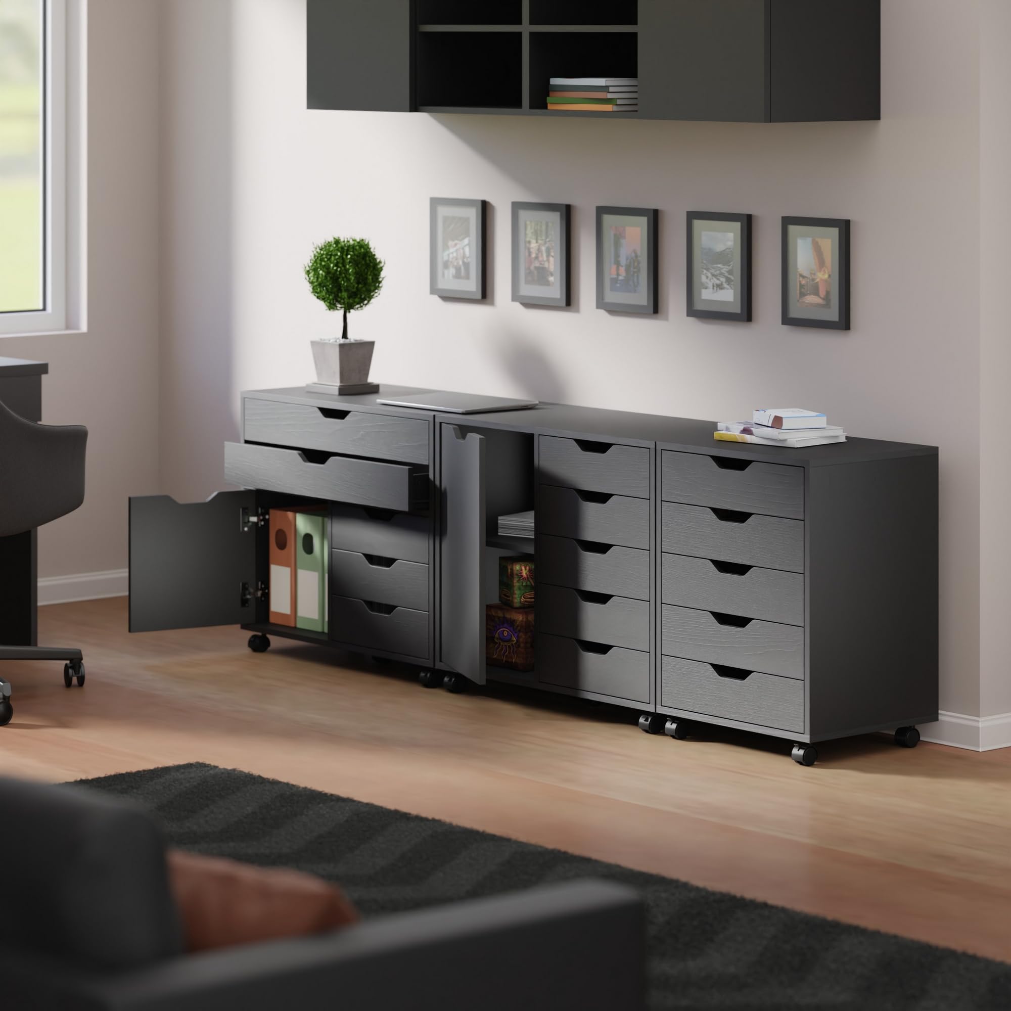 Winsome Wood Halifax 3-Pc Storage Cabinet Set, Black