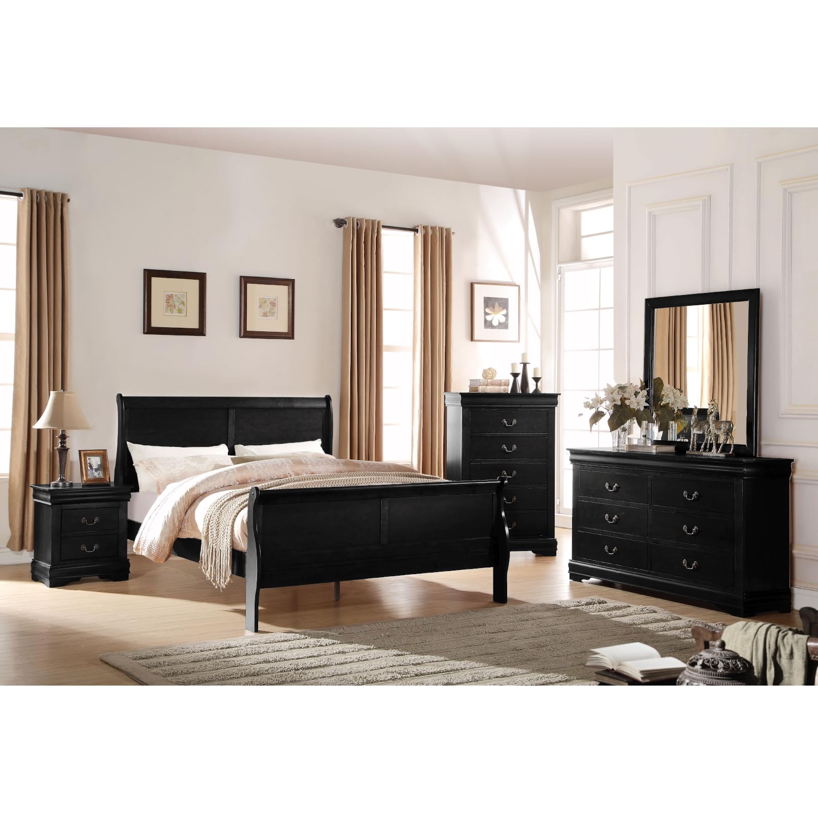 Acme Louis Philippe Nightstand in Black
