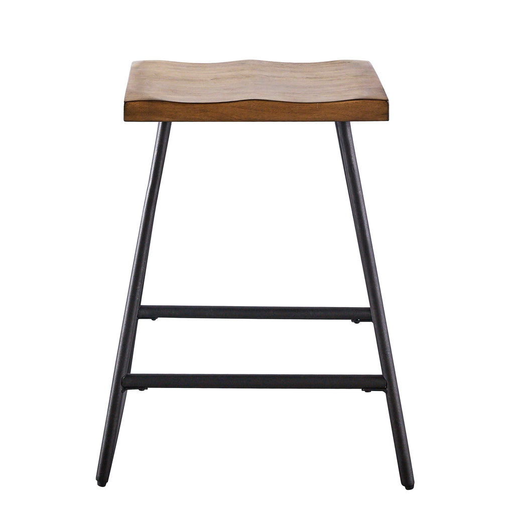 Steve Silver Landon Counter Stool, Rustic, Iron Base, Set of 2 Chairs, Brown, 18'' x 14'' x 25'',