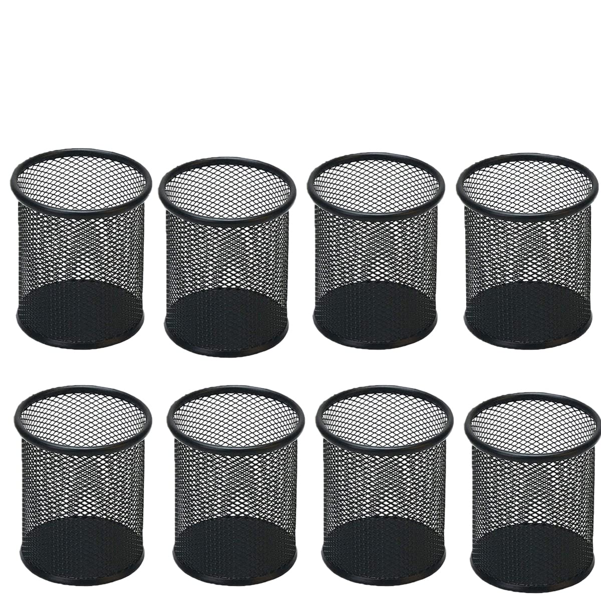 Snow Cooler Pen Holder Mesh Pencil Holder Metal Pen Holder Pencil Holder For Desk Office Pen Organizer Black, 8 Pack