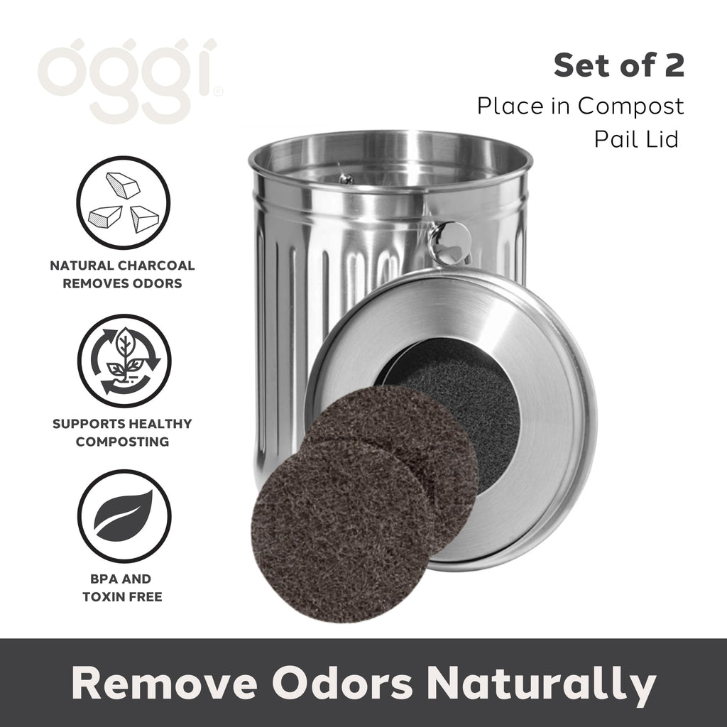 Oggi Set Of 2 Charcoal Filters- Replacement Charcoal Filter For Countertop Compost Bin With Lid, Eco Friendly Products