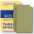 Thread Spread 600 Thread Count 100% Egyptian Cotton King Pillowcase Set Of 2, Sage Green, 21 ' W X 40 ' L