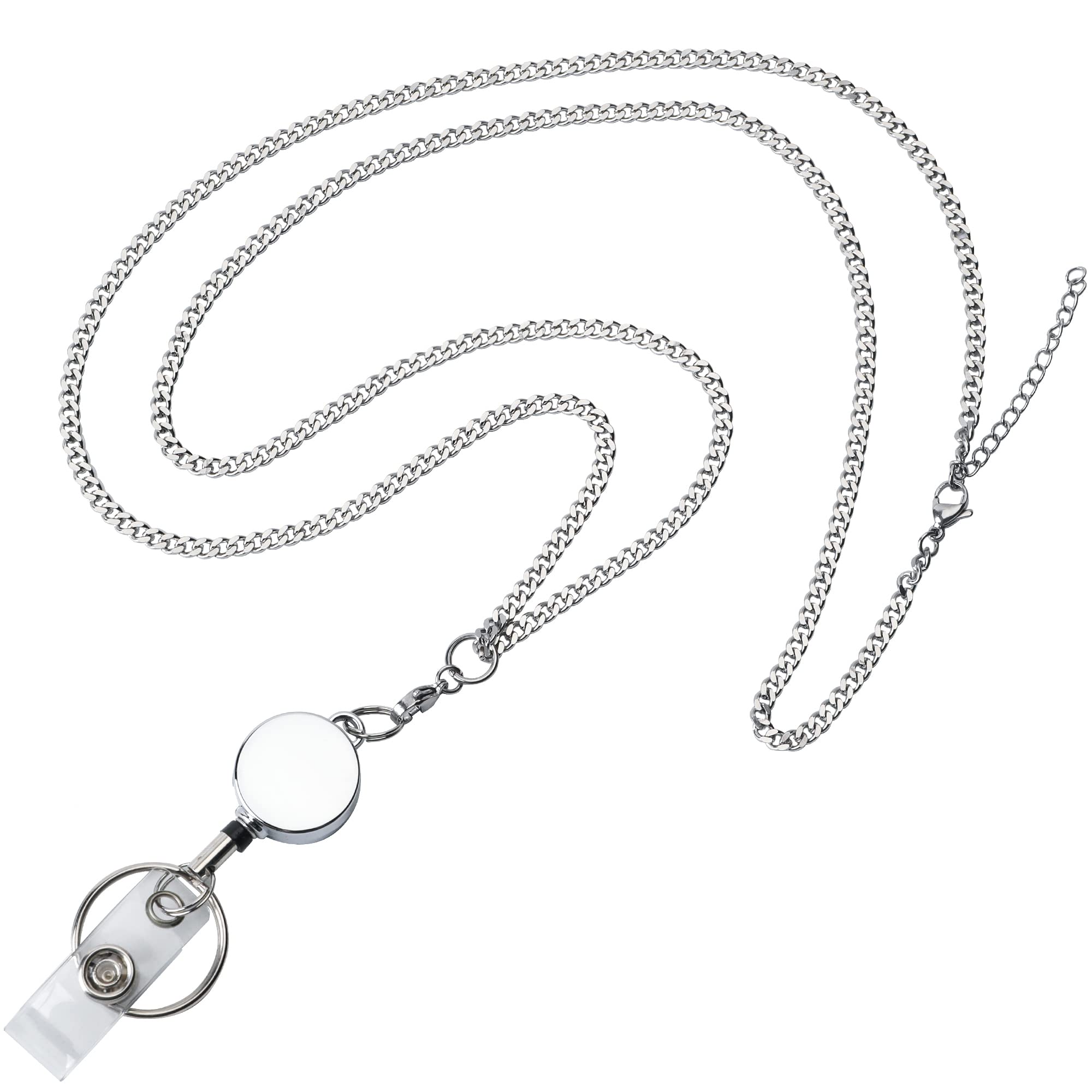 Zgrmzql Lanyard With Retractable Reel Lanyard For Id Badge Retractable Badge Holder Stainless Steel Lanyards For Women Id Holder