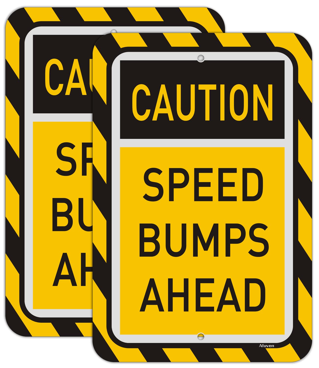 2 Pack Speed Bumps Ahead Signs Slow Down Signs Metal Reflective 18' X 12' Rust Free Aluminum Uv Protected Waterproof And Sturd