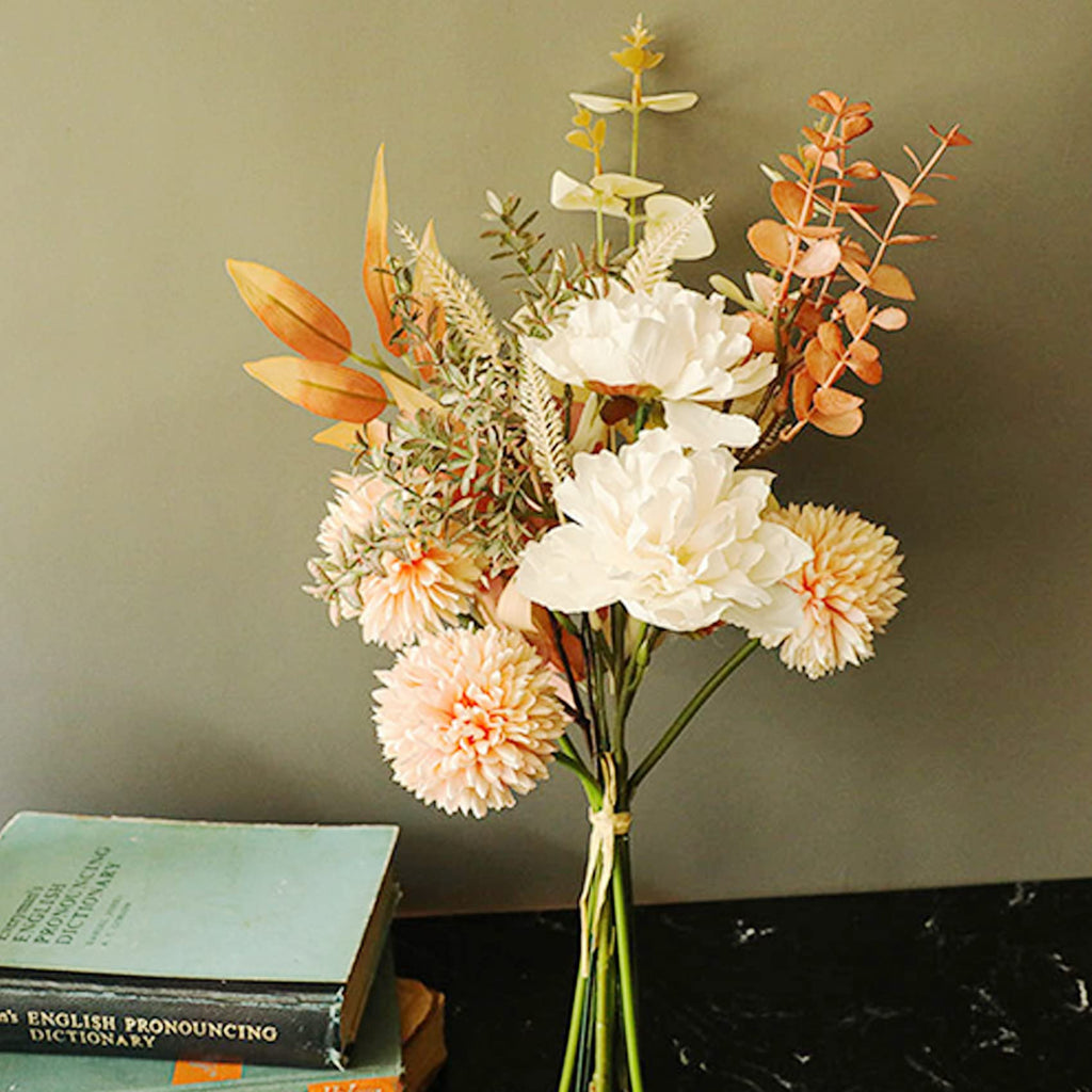 Hanlongyu Artificial Silk Flowers For Home Decor And Wedding, Faux Flower Dining Table Centerpiece. Artificial Plants Peach Flow