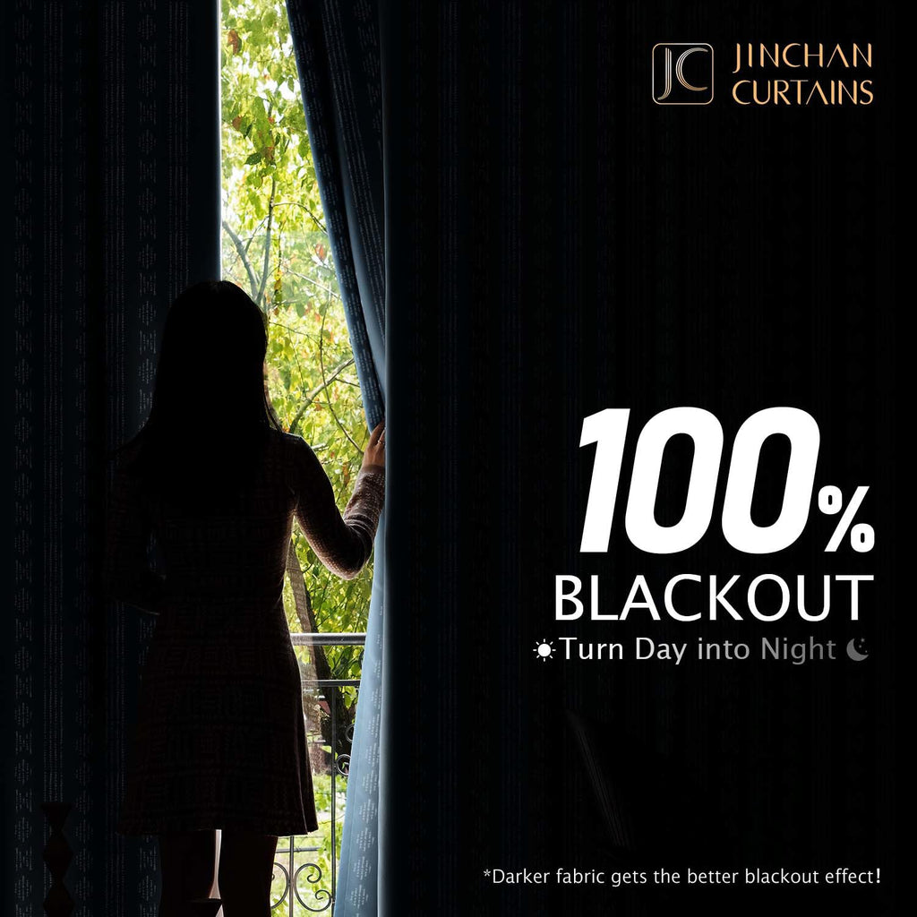 Jinchan 100% Blackout Boho Curtains 54 Inch Length For Bedroom White On Blue Geometric Printed Grommet Top Room Darkening Thermal Insulated Window Drapes 2 Panels