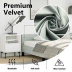vidaXL Velvet Bed Frame Platform Bed, Scandinavian Style/Slats Support/No Box Spring Needed/Without Mattress/Easy Assembly, Light Grey Twin XL Bed