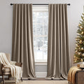 Lazzzy Tan Velvet Curtains Room Darkening Thermal Insulated Curtains 84 Inch Length Soundproof Noise Reducing Drapes For Bedroom Living Privacy Home Decor Rod Pocket, 2 Panels