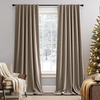 Lazzzy Tan Velvet Curtains Room Darkening Thermal Insulated Curtains 84 Inch Length Soundproof Noise Reducing Drapes For Bedroom Living Privacy Home Decor Rod Pocket, 2 Panels