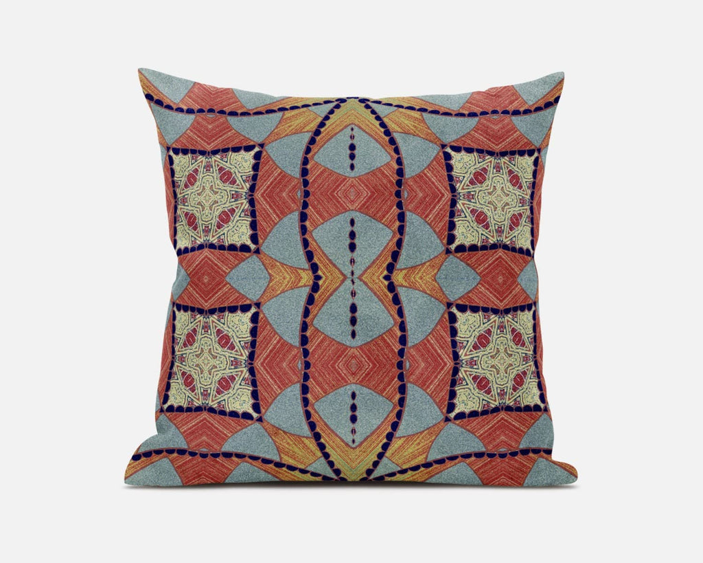 HomeRoots Red Orange Indigo Red Indigo Cosmic Circle Boho Suede Throw Pillow