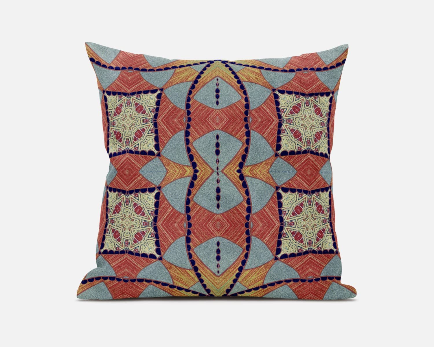 HomeRoots Red Orange Indigo Red Indigo Cosmic Circle Boho Suede Throw Pillow