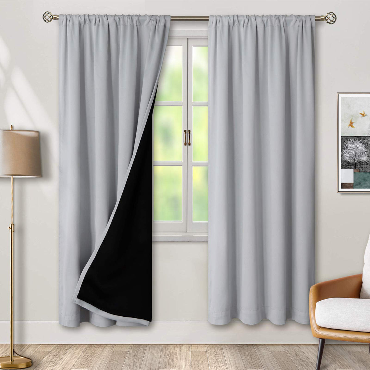 Bgment Blackout Curtains For Bedroom 90 Inch Length, Rod Pocket Room Darkening Curtains For Living Room With Thermal Insulated B