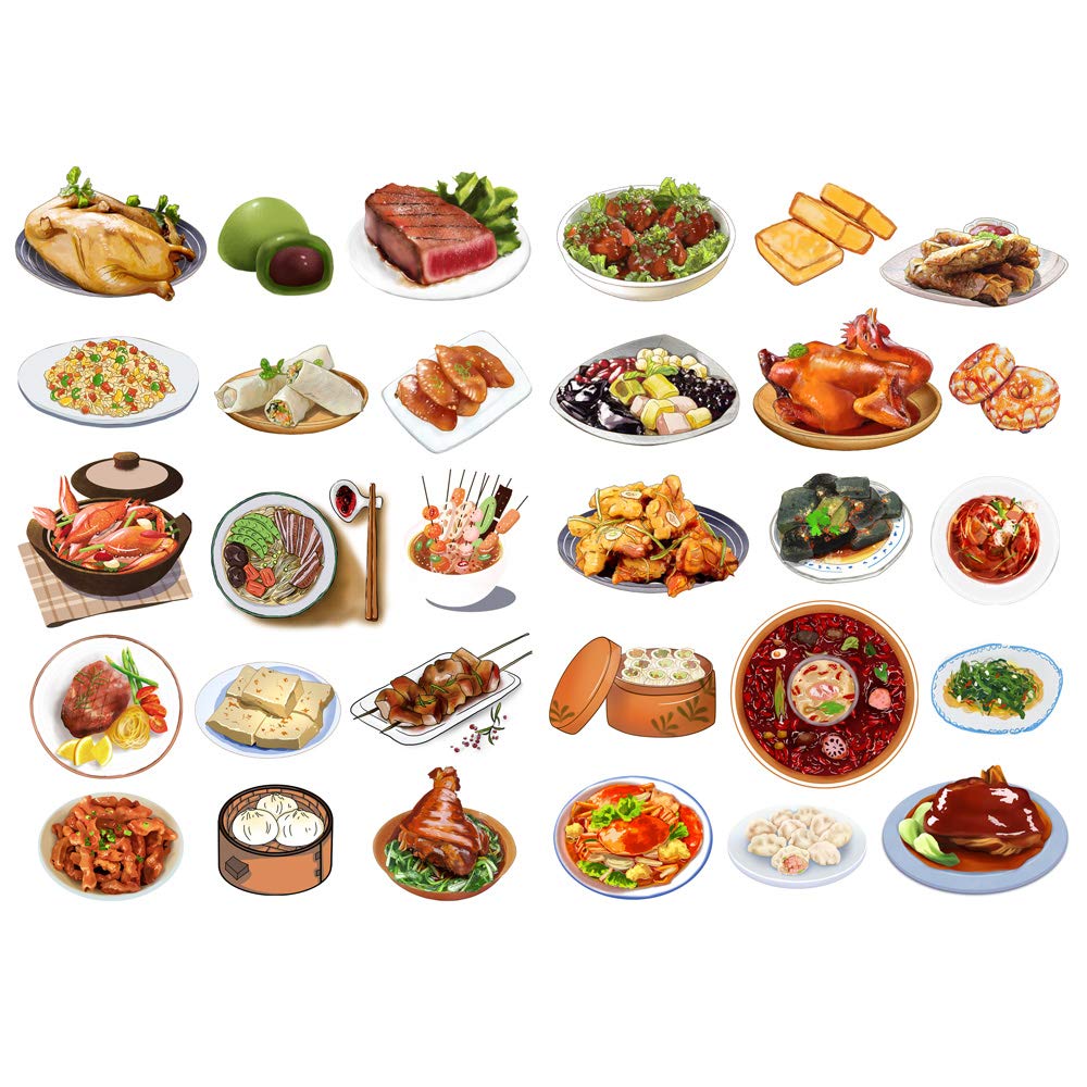 Seasonstorm Chinese Dinner Food Menu Aesthetic Diary Travel Journal Paper Stickers Scrapbooking Stationery School Office Art Sup