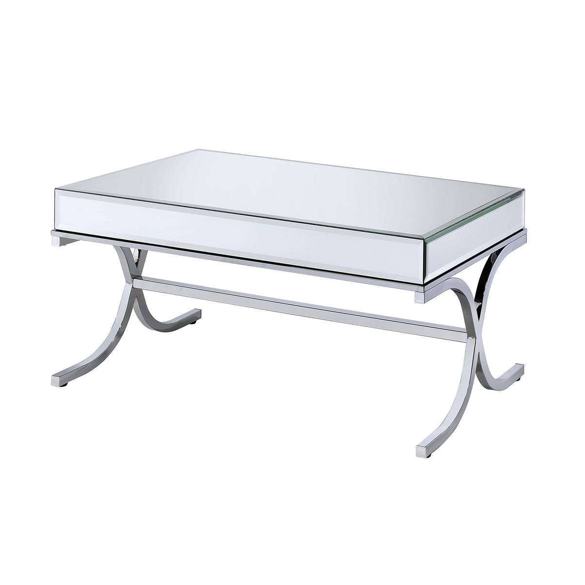 Acme Yuri Mirror Top Coffee Table In Chrome