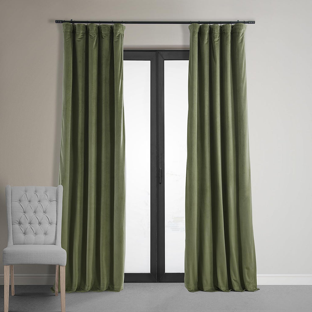 Hpd Half Price Drapes Signature Velvet Thermal Blackout Curtains For Living Room 120 Inch Long (1 Panel) Rod Pocket Insulated Blackout Curtains For Bedroom Window Curtains, 50W X 120L, Hunter Green