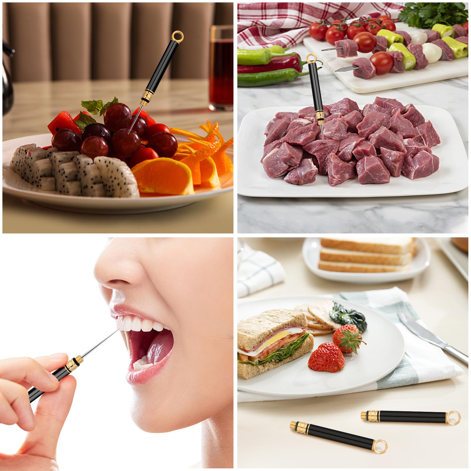 Qlfecle Titanium Toothpick Holder, Portable 3 Pcs Metal Toothpicks For Teeth, Mini Reusable Stainless Steel Toothpick Pocket Too