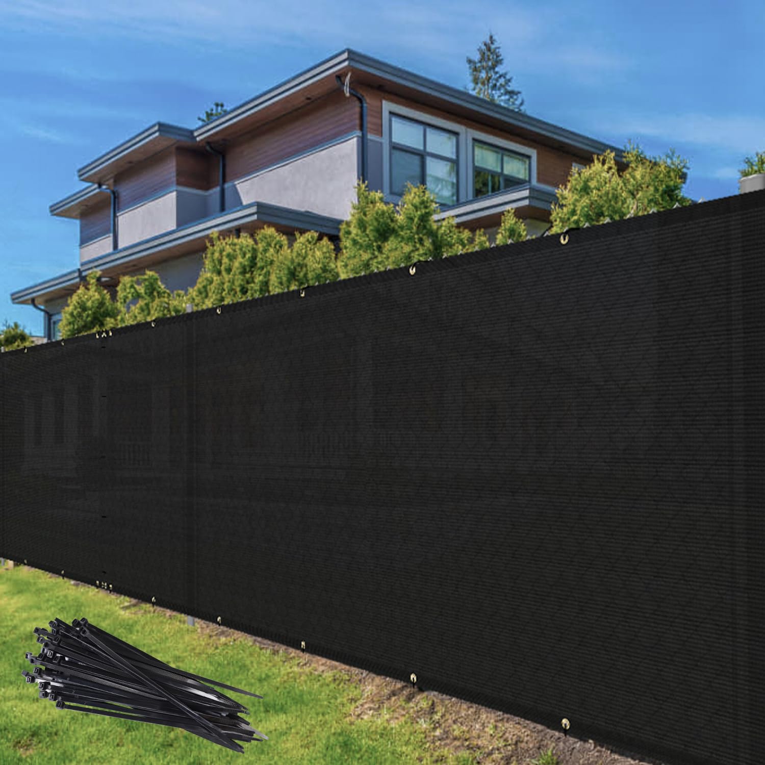 Tang Privacy Fence Screen Black 4' X 12' For Patio Garden Heavy Duty Residential Windscreen Fence Privacy Blockage For Backyard