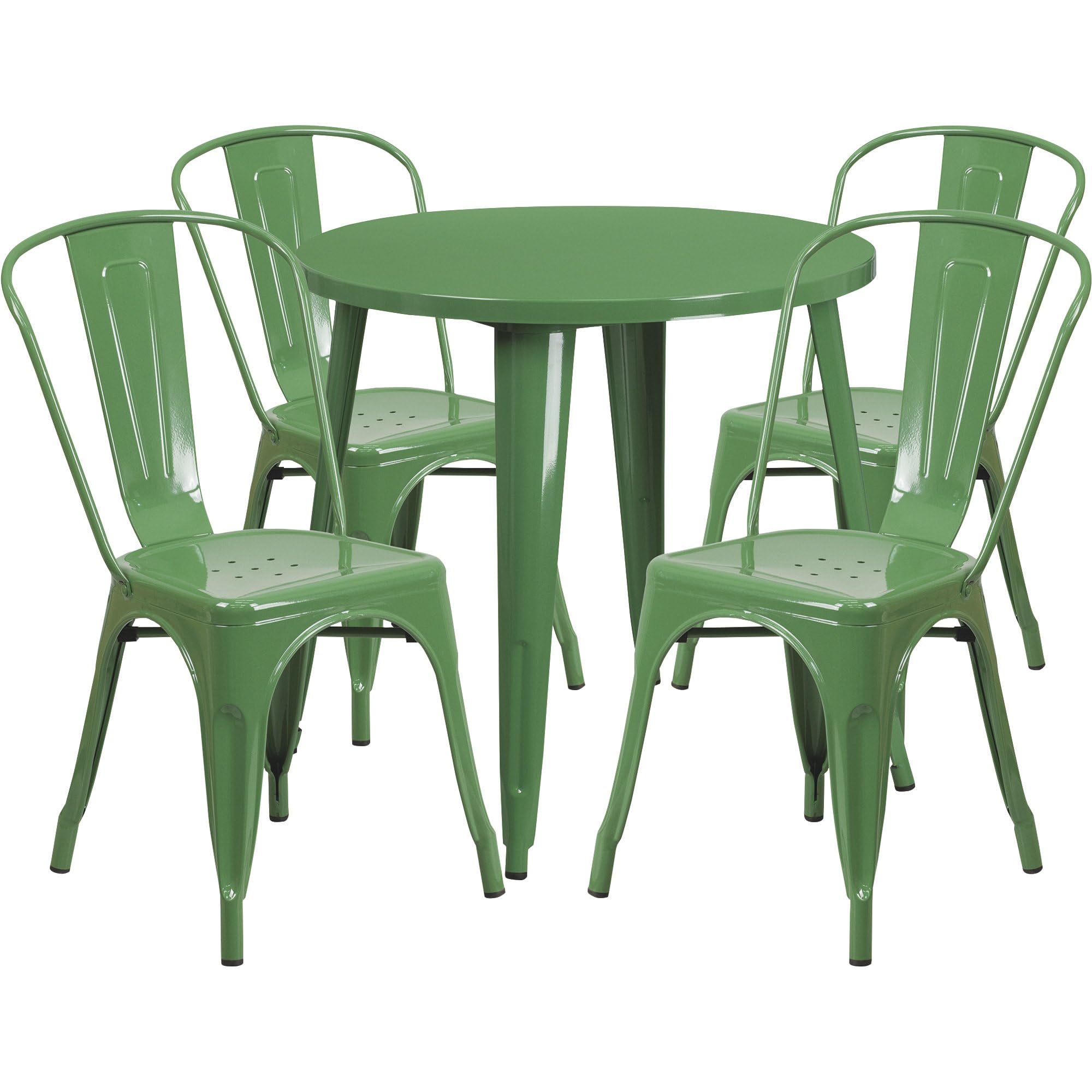 Flash Furniture Dalton Commercial Grade 30" Round Yellow Metal Indoor-Outdoor Table Set With 4 Cafe Chairs