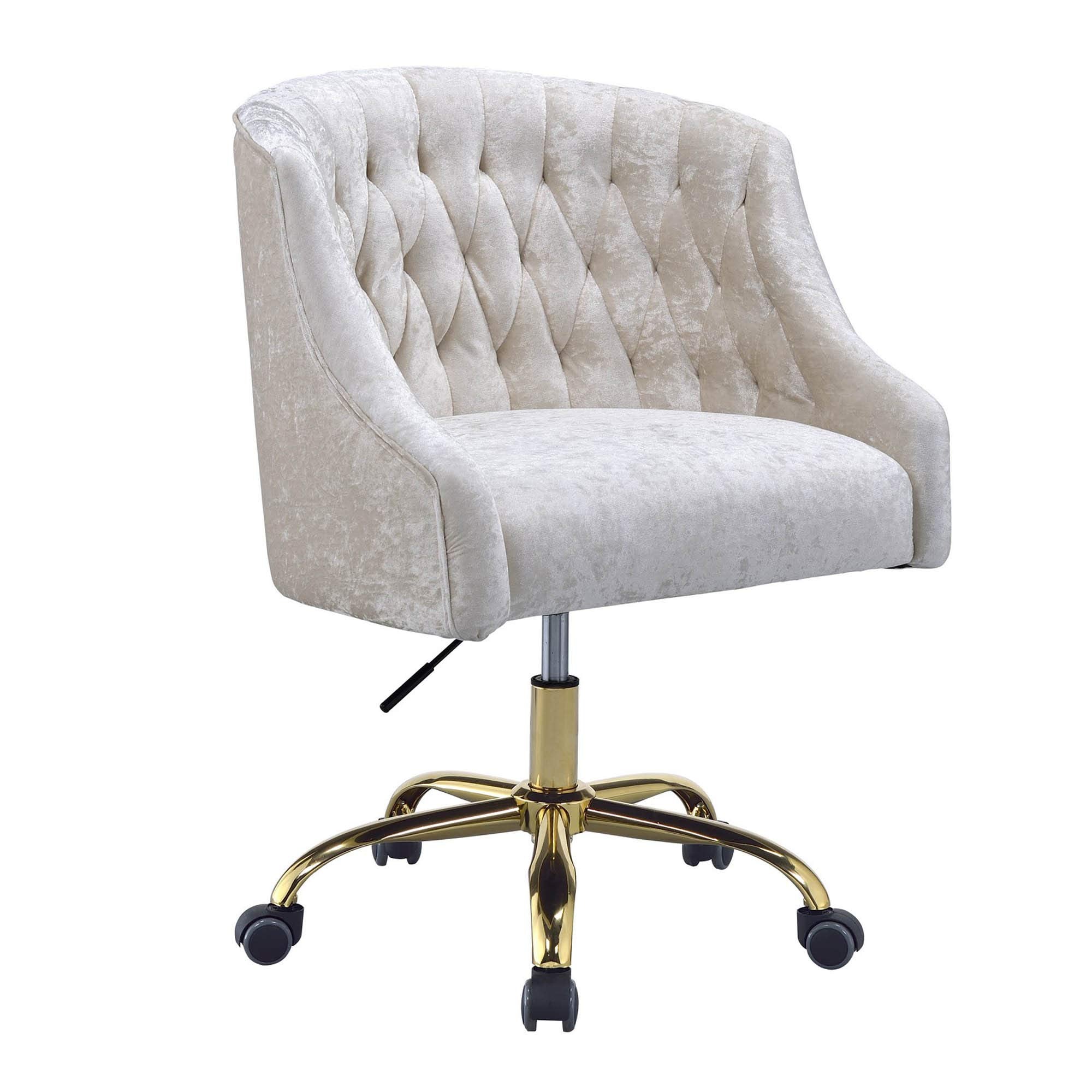 Acme Levian Tufted Velvet Upholstered Office Chair in Vintage Cream and Gold