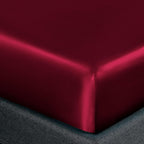 Homiest Burgundy Satin Fitted Sheet Queen Size Fitted Bed Sheet, Deep Pocket Fitted Sheet Only, Luxury & Ultra Soft Bedding Fitted Sheet Single Bottom Bed Sheets Sold Separately