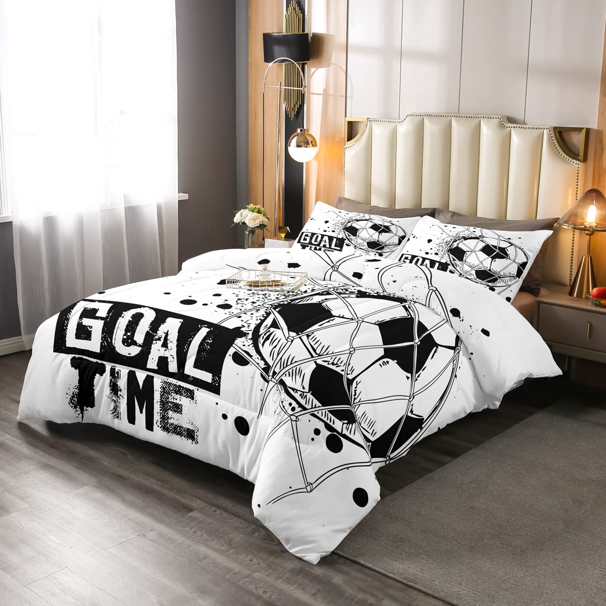 Erosebridal Kids Football Comforter Set Full Size American Soccer Bedding Set Sports Games Duvet Sets For Boys Girls Children Te