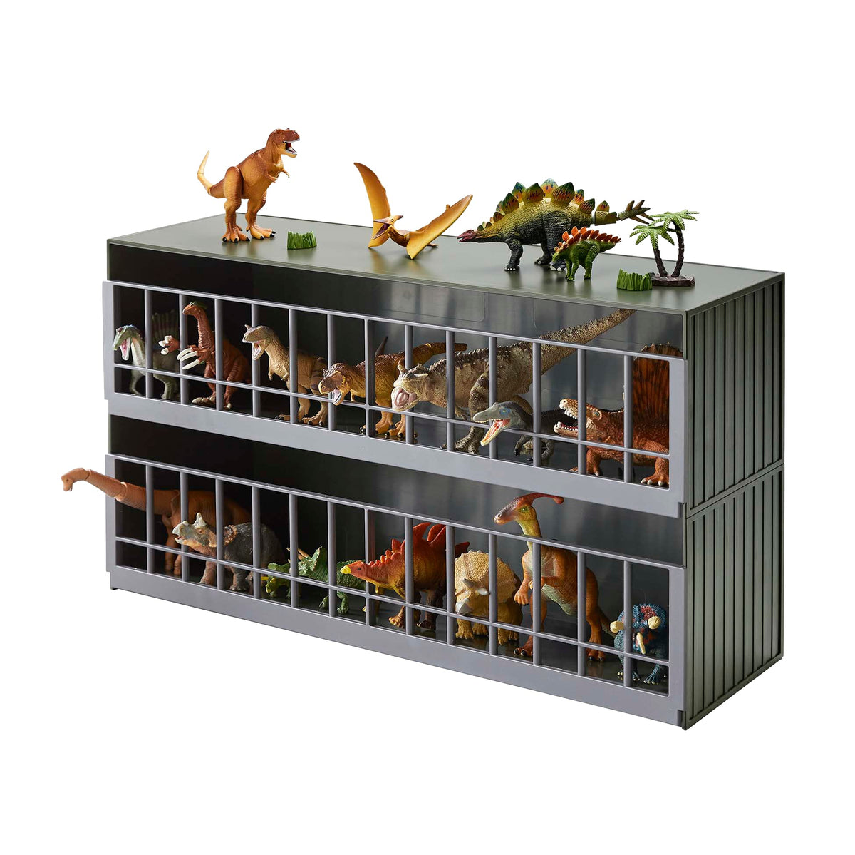 Dinosaur Display Rack Yamazaki Home Two-Tier Toy Dinosaur and Animal Display Storage Rack, C ...