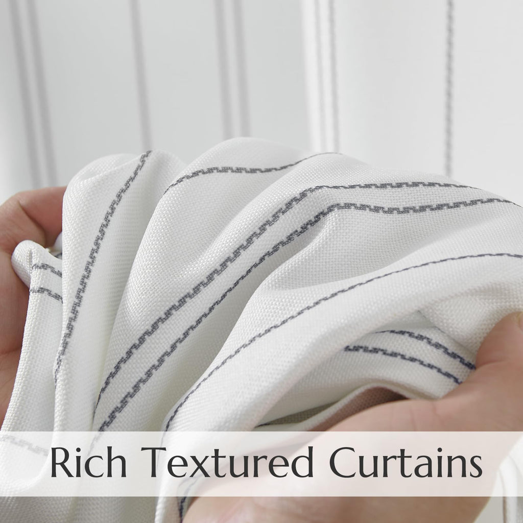 Jinchan Grey And White Striped Curtains 90 Inches Long For Living Room Bedroom Grey On White Curtains Pinstripe Curtains Privacy Light Filtering Rod Pocket Modern Window Curtains Set 2 Panels