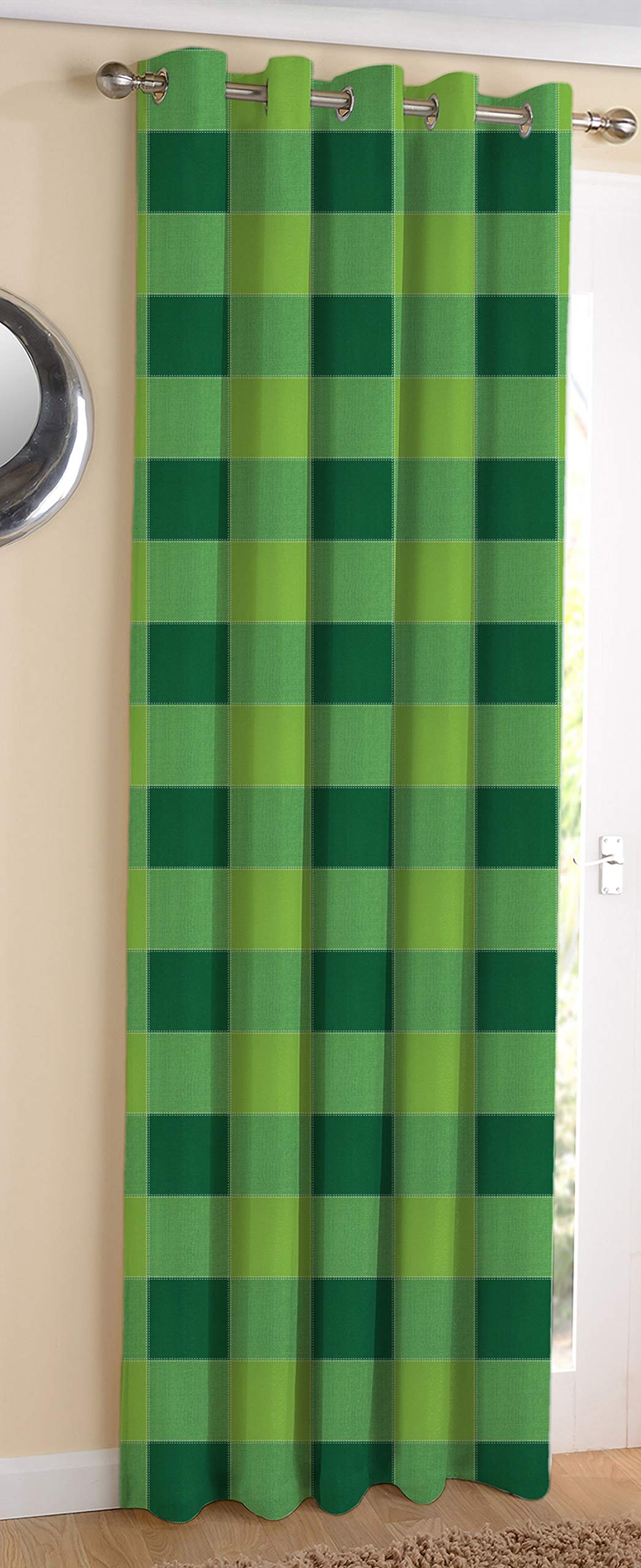 AIRWILL Cotton 4Way Dobby Green Designed Self Design Blackout Room Darkening Self Design Door Curtains (7ft, Green)