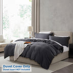 Nestl Dark Grey California King Duvet Cover Sets - Soft Prewashed Cal King Duvet Cover, 3 Piece, With Zipper Closure, 1 Duvet Cover 104X98 Inches And 2 Pillow Shams