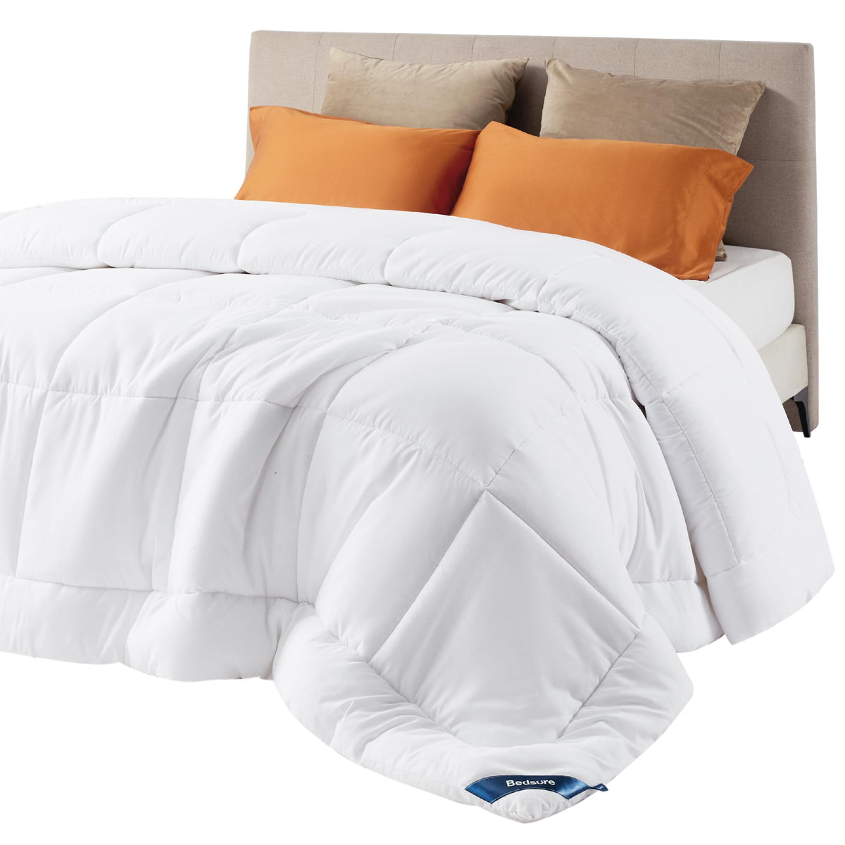 Bedsure Comforter Duvet Insert - Quilted Comforters Queen Size, All Season Duvet, Down Alternative Bedding Comforter With Tabs(W