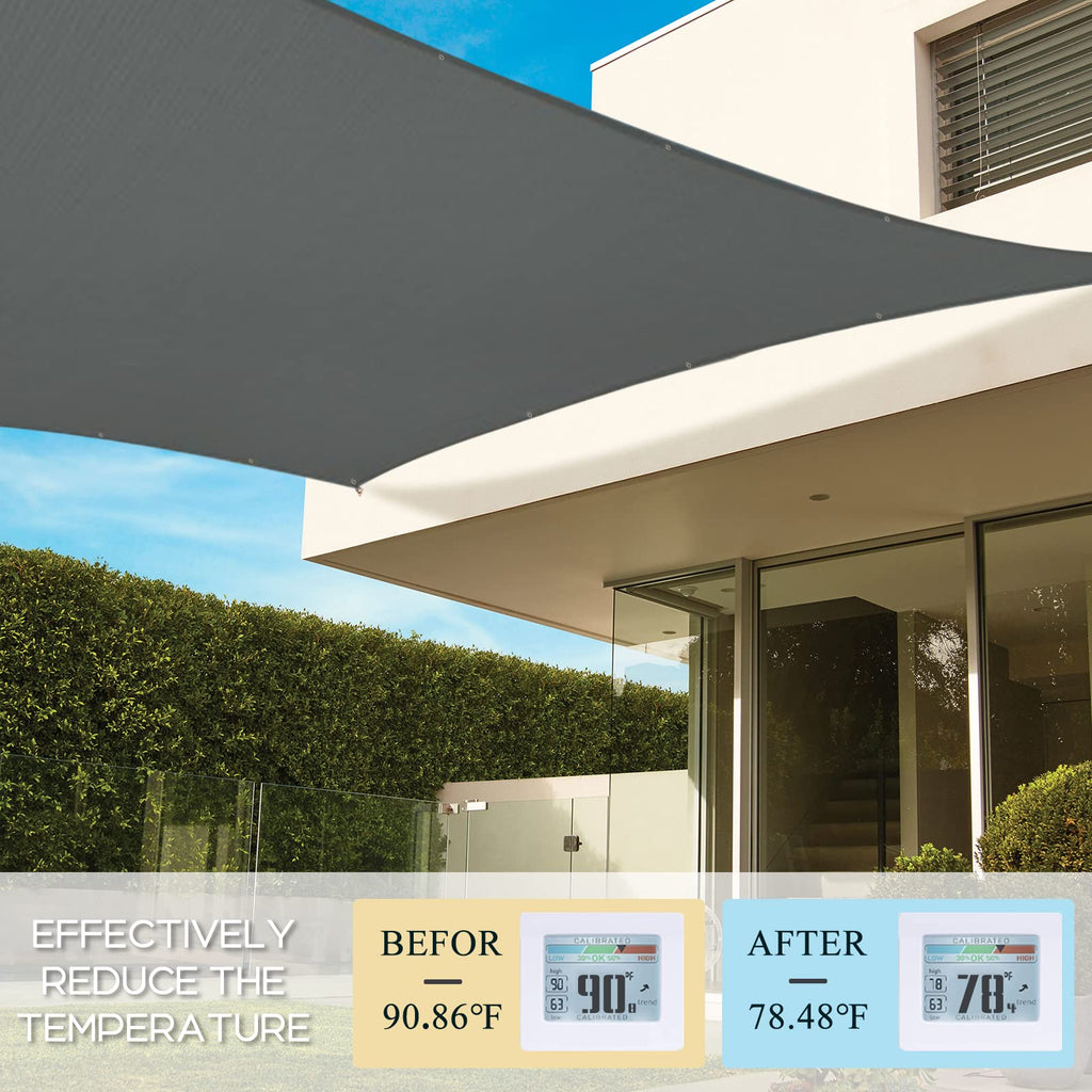 Abosun 90% Outdoor Sun Shade Cloth, 8' X 8', Pergola, Deck, And Backyard Patio Sunshade With Uv Protection, Heat Resistant Hdpe