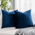 Quafoo Navy Blue Soft Velvet Throw Pillow Covers 28X28 Inch Set Of 2 For Sofa Couch Bed Living Room Decorative Luxury Solid Squa
