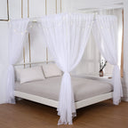 Akiky Princess Canopy Bed Curtains Set Sheer Curtain for Twin Full Queen Size Bed Drapes,8 Panels Canopies with Light,Room D  co