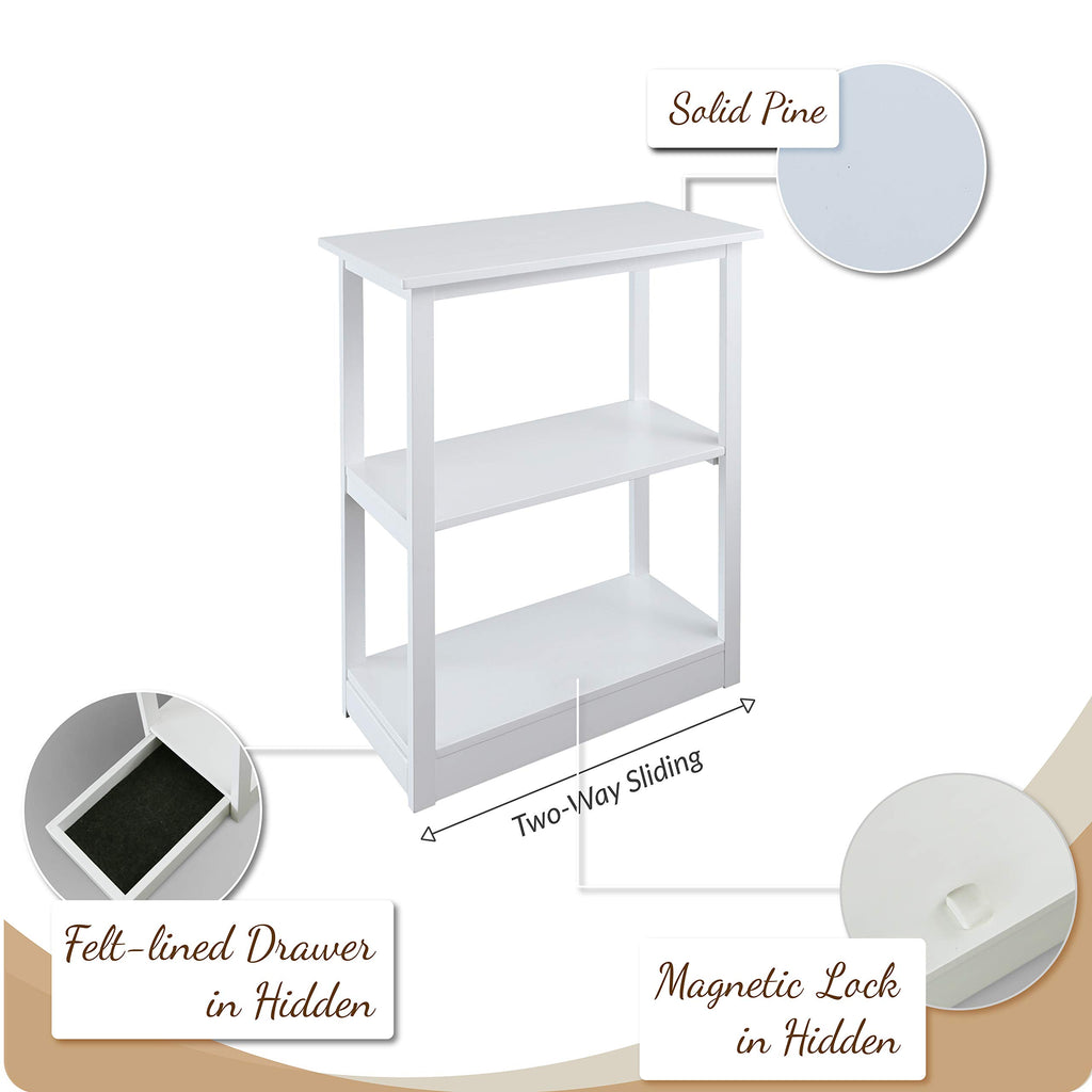 Casual Home Adams Bookcase With Concealed Sliding Track, Concealment Furniture