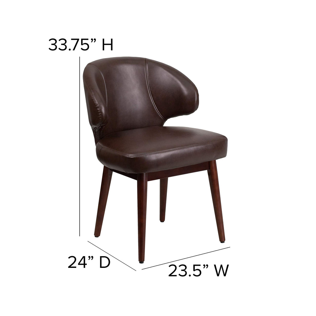 Flash Furniture Comfort Back Series Brown LeatherSoft Side Reception Chair with Walnut Legs