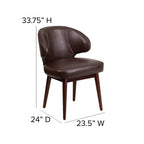 Flash Furniture Comfort Back Series Brown LeatherSoft Side Reception Chair with Walnut Legs