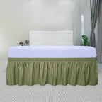 Purefit Wrap Around Ruffled Bed Skirt With Adjustable Elastic Belt - 22 Inch Drop Easy To Put On, Wrinkle Free Bedskirt Dust Ruffles, Bed Frame Cover For Twin,Twin Xl And Full Size Beds, Light Green