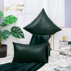 Brawarm Dark Green Leather Throw Pillows 22 X 22 Inches, Snake Leather Pillow Covers Pack Of 2, Faux Leather Decorative Pillow C