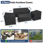 Startwo Outdoor Furniture Cover Waterproof, 4 Piece Patio Furniture Set Cover For Outside Couch, Lawn Chairs, Coffee Table, Windproof With Buckle Strap, Black