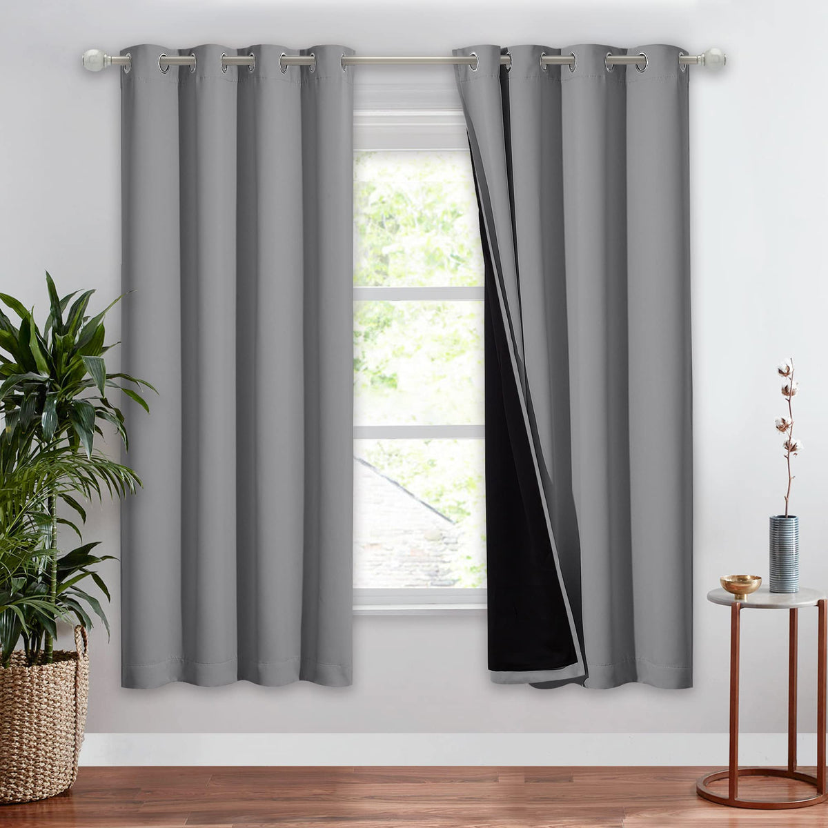 Nicetown Silver Grey Full Shade Curtain Panel, Energy Smart & Noise Blocking Out Blackout Drape For Dining Room Window, Thermal