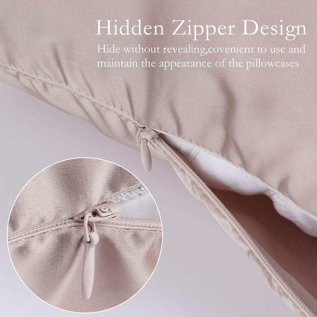 Jogjue Silk Pillowcase Set, 2 Pack, 100% Mulberry Silk, Hypoallergenic, Soft, Breathable, Reduces Wrinkles, King Size, Apricot G