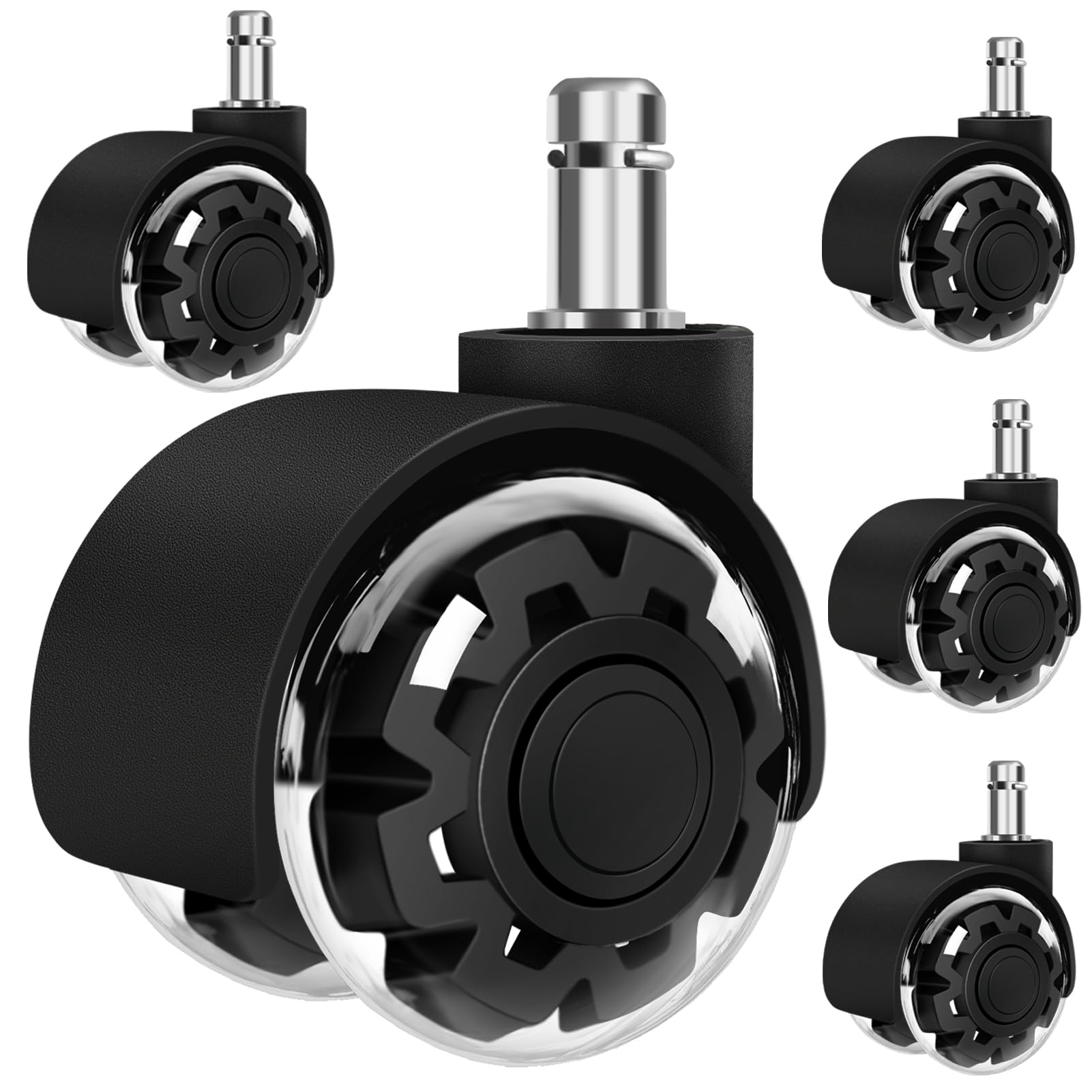 Freekyfit Office Chair Wheels,2 Inch Smooth & Quiet Rolling Casters Replacement,Computer Gaming Chair Casters For All Hardwood F