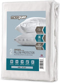 Micropuff King Size Pillow Protectors With Zipper - 2 Pack - Soft And Breatheable Pillow Cover. Pillowcase Protects Against Stai