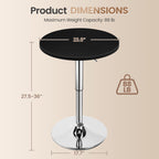 Yaheetech Round Bar Table, Adjustable Height And 360° Swivel Pub Tables, Cocktail Table With Mdf Top, Silver Leg Base For Bar, Bistro, Café, Black