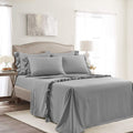 Lush Decor Reyna Ruffle Sheet Set, 6 Piece Set, Full, Dark Gray - Soft & Comfortable Sheets With Ruffles - Classic Elegant Bed S