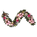 6 feet Christmas Pink Garland for Front Door with 30 LED Lights,Festive Lighted Holiday Garland Decor,prelit Mantel Garland with