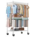 Homdox Heavy Duty Rolling Clothes Rack, Adjustable Clothing Rack for Hanging Clothes, Portable Closet Rack with 4 Hanging Rods, 