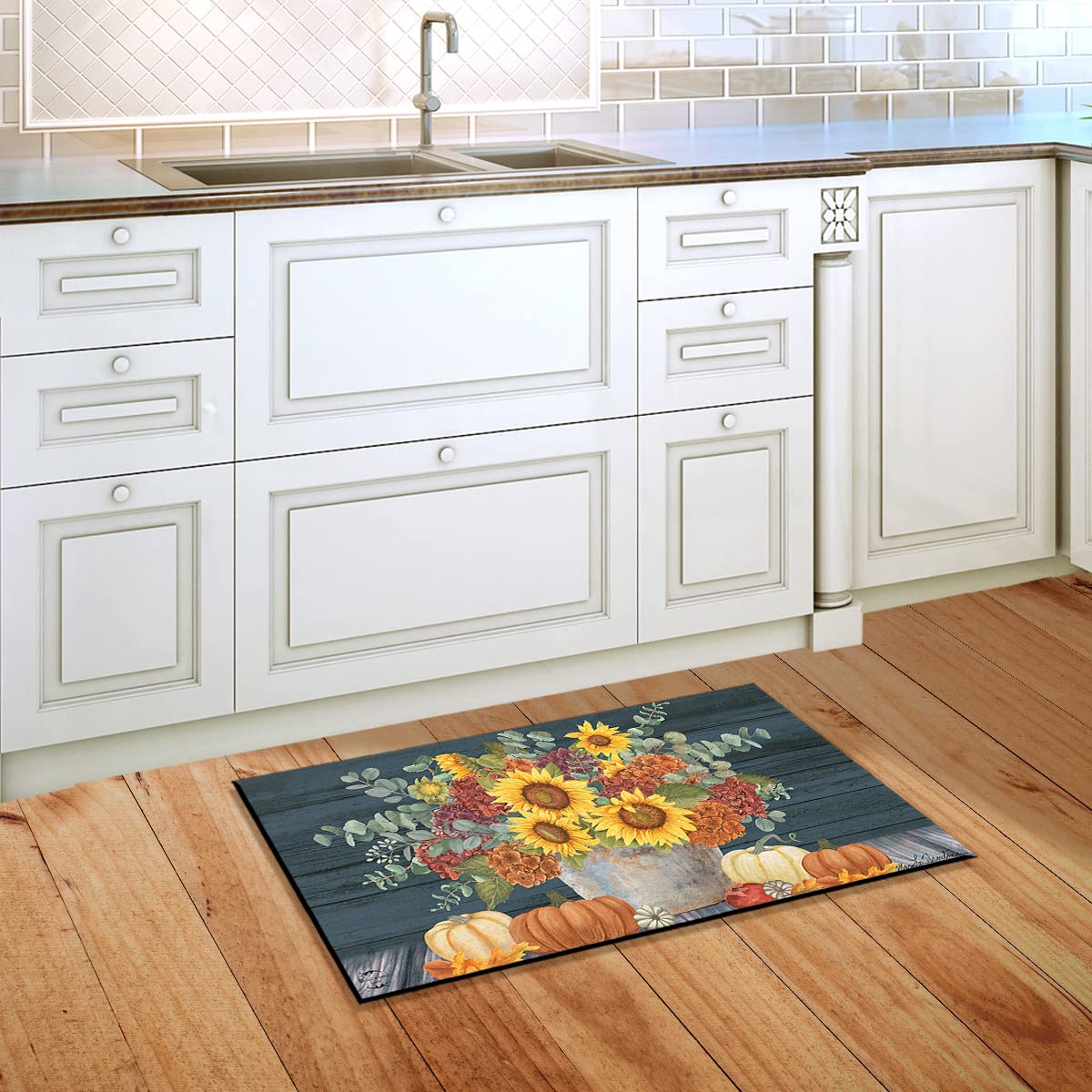Briarwood Lane Sunflowers And Hydrangeas Fall Doormat Floral Pumpkins 30' X 18'