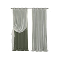 Best Home Fashion uMIXm Tulle Sheer Lace and Blackout 4 Piece Curtain Set - Antique Bronze Grommet Top - 52 W x 84 L - (Set of 4